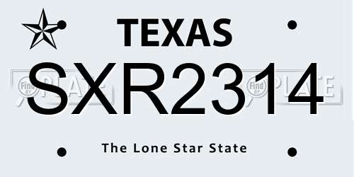 SXR2314 Texas License Plate