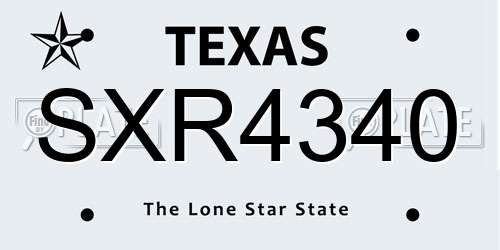 SXR4340 Texas License Plate