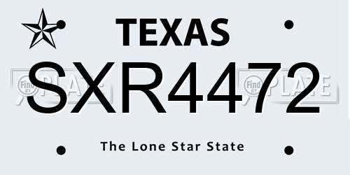 SXR4472 Texas License Plate