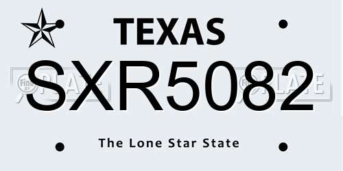 SXR5082 Texas License Plate