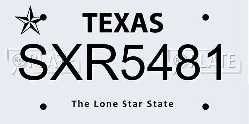 SXR5481 Texas License Plate