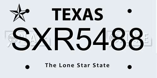 SXR5488 Texas License Plate