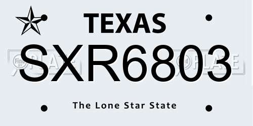 SXR6803 Texas License Plate