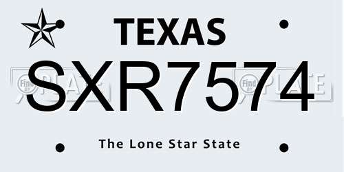 SXR7574 Texas License Plate