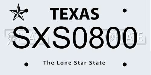 SXS0800 Texas License Plate