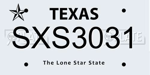 SXS3031 Texas License Plate