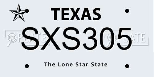 SXS305 Texas License Plate