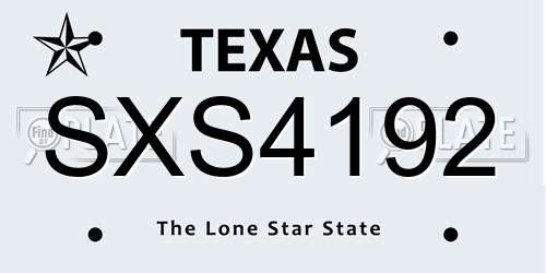 SXS4192 Texas License Plate