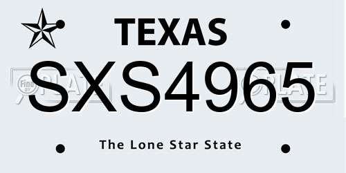 SXS4965 Texas License Plate