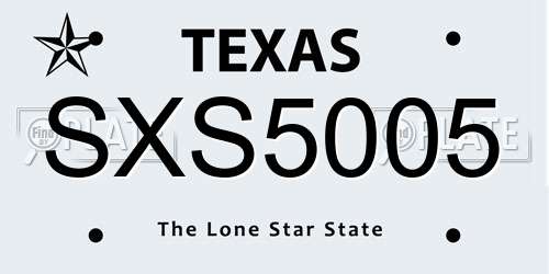 SXS5005 Texas License Plate