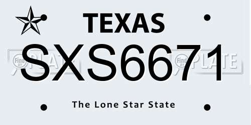 SXS6671 Texas License Plate