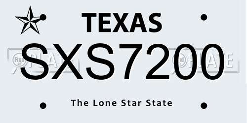SXS7200 Texas License Plate