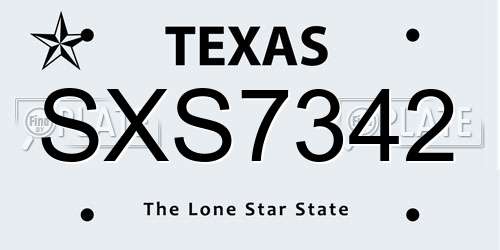 SXS7342 Texas License Plate