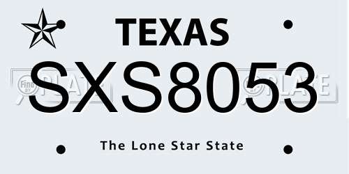 SXS8053 Texas License Plate