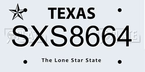 SXS8664 Texas License Plate