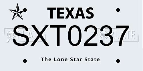 SXT0237 Texas License Plate