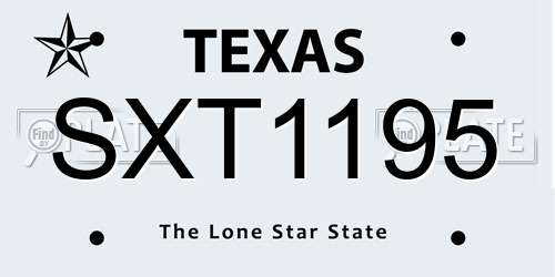 SXT1195 Texas License Plate