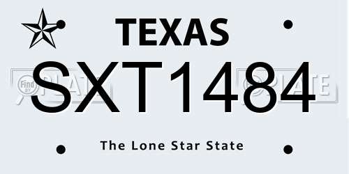 SXT1484 Texas License Plate