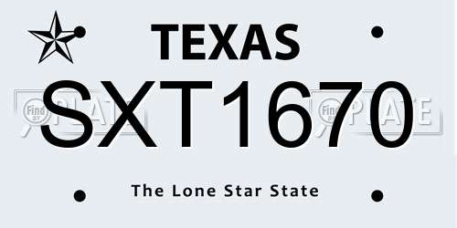 SXT1670 Texas License Plate