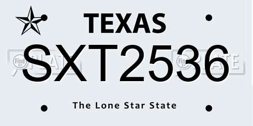 SXT2536 Texas License Plate