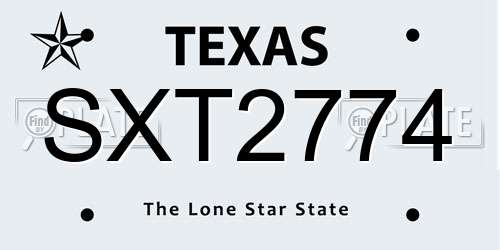 SXT2774 Texas License Plate