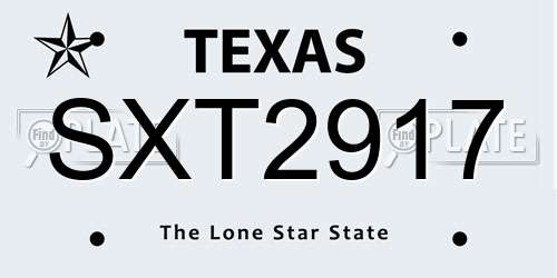 SXT2917 Texas License Plate