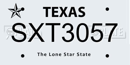SXT3057 Texas License Plate