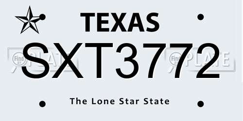 SXT3772 Texas License Plate