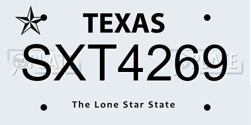 SXT4269 Texas License Plate