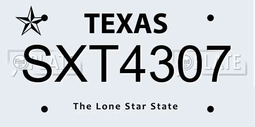 SXT4307 Texas License Plate