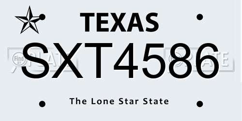 SXT4586 Texas License Plate