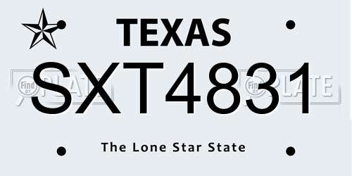 SXT4831 Texas License Plate