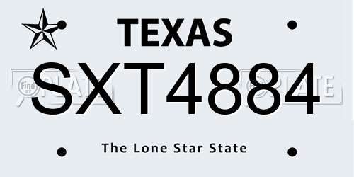 SXT4884 Texas License Plate