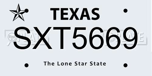 SXT5669 Texas License Plate