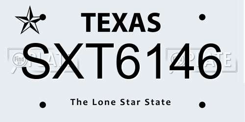 SXT6146 Texas License Plate