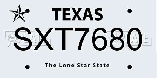 SXT7680 Texas License Plate