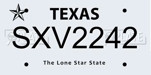 SXV2242 Texas License Plate