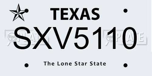 SXV5110 Texas License Plate