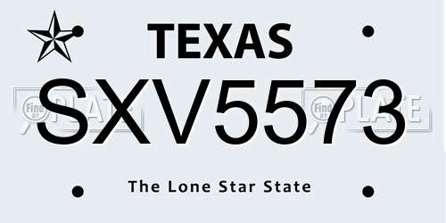 SXV5573 Texas License Plate
