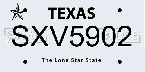 SXV5902 Texas License Plate