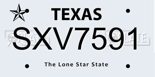 SXV7591 Texas License Plate
