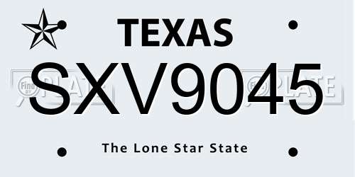 SXV9045 Texas License Plate