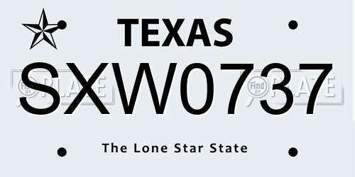 SXW0737 Texas License Plate