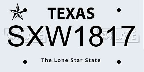 SXW1817 Texas License Plate