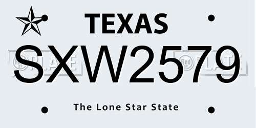 SXW2579 Texas License Plate