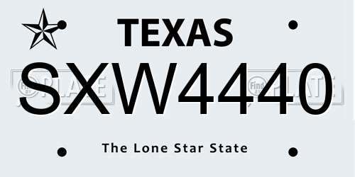 SXW4440 Texas License Plate