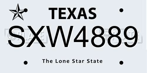 SXW4889 Texas License Plate
