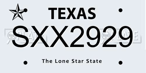 SXX2929 Texas License Plate