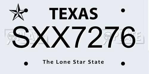SXX7276 Texas License Plate