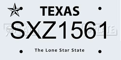 SXZ1561 Texas License Plate